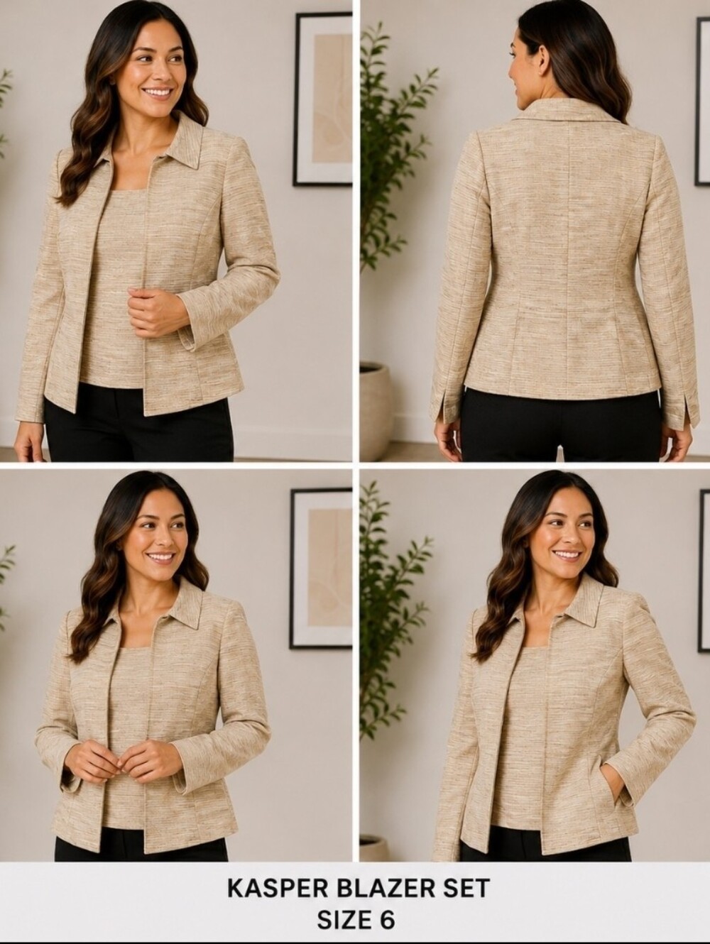 ✨ Kasper Beige Blazer Set with Matching Top | Size 6 ✨